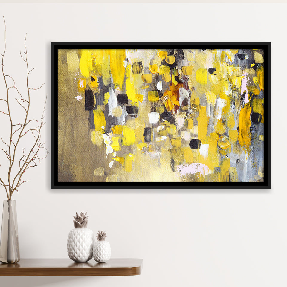 Yellow Brush Strokes Oil Abstract Ar Framed Canvas Prints Wall Art Decor - Paiting Canvas, Art Prints, Floating Frame