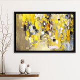 Yellow Brush Strokes Oil Abstract Ar Framed Canvas Prints Wall Art Decor - Paiting Canvas, Art Prints, Floating Frame