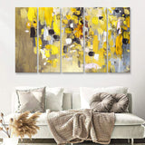 Yellow Brush Strokes Oil Abstract Ar 5 Piece B Canvas Prints Wall Art Decor - Painting Canvas, Multi Panels