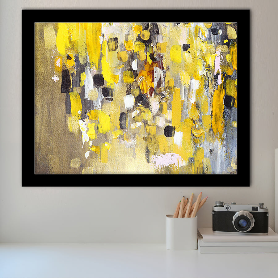 Yellow Brush Strokes Oil Abstract Ar Framed Art Prints Wall Decor - Painting Prints, Framed Picture, Home Decor