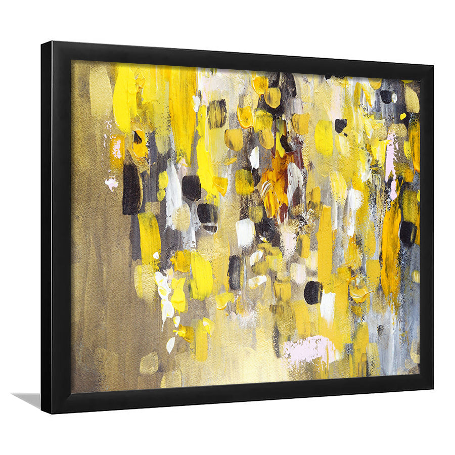Yellow Brush Strokes Oil Abstract Ar Framed Art Prints Wall Decor - Painting Prints, Framed Picture, Home Decor