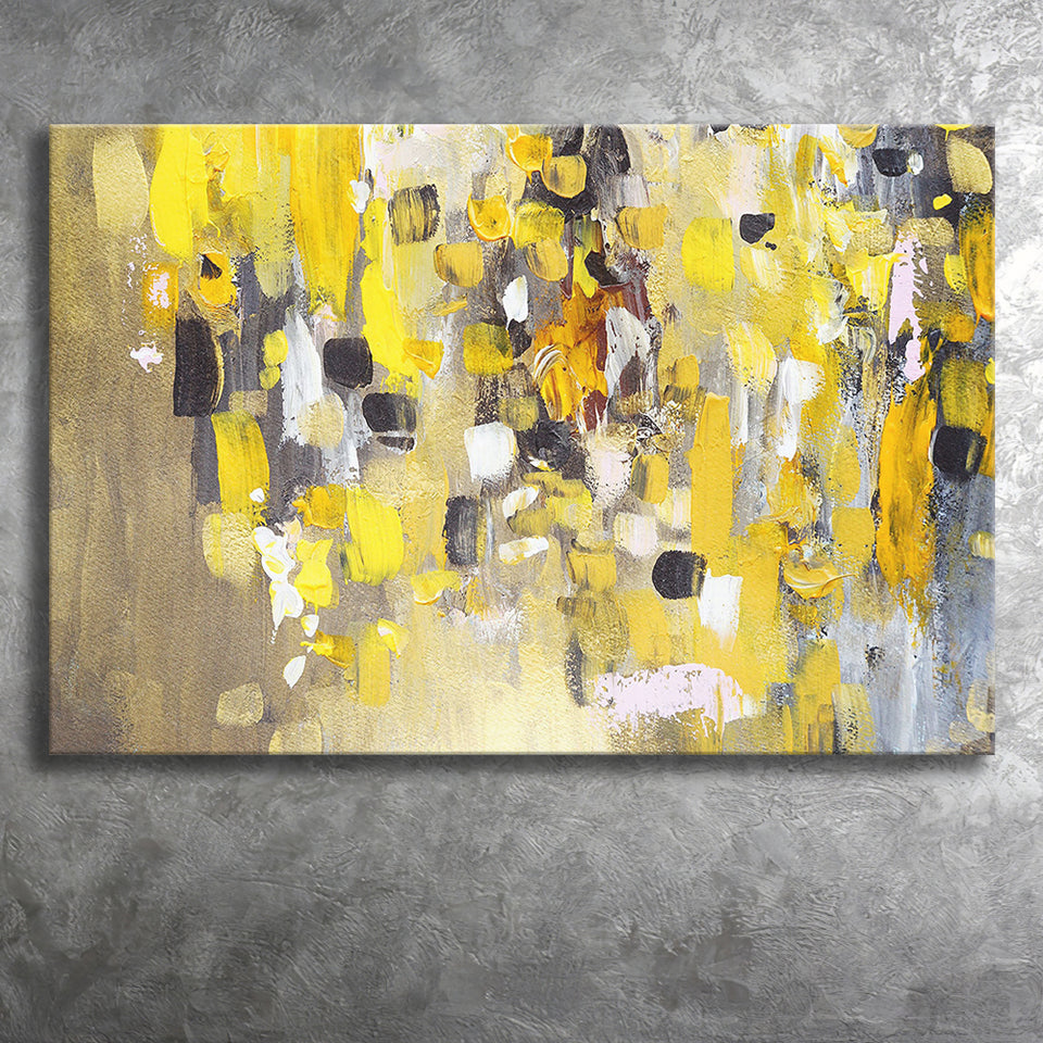 Yellow Brush Strokes Oil Abstract Ar Canvas Prints Wall Art Decor - Paiting Canvas, Art Prints, Wall Decor, For Sale