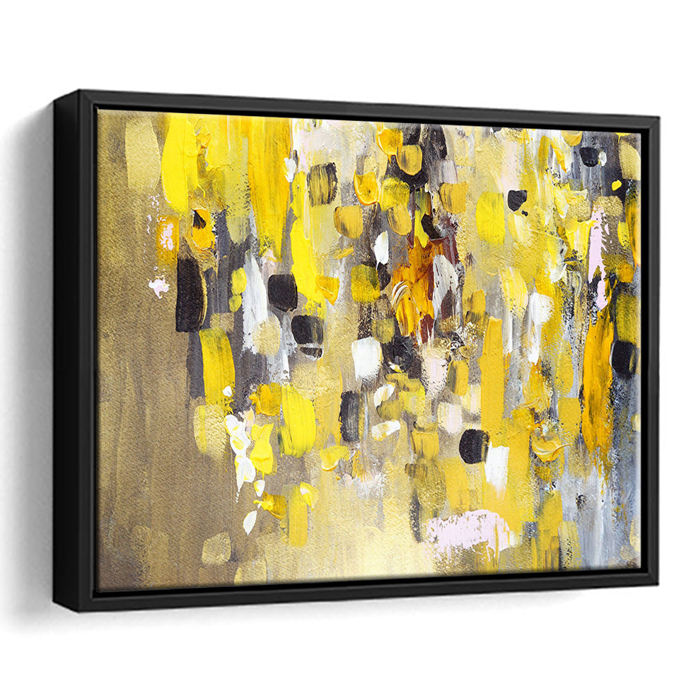 Yellow Brush Strokes Oil Abstract Ar Framed Canvas Prints Wall Art Decor - Paiting Canvas, Art Prints, Floating Frame
