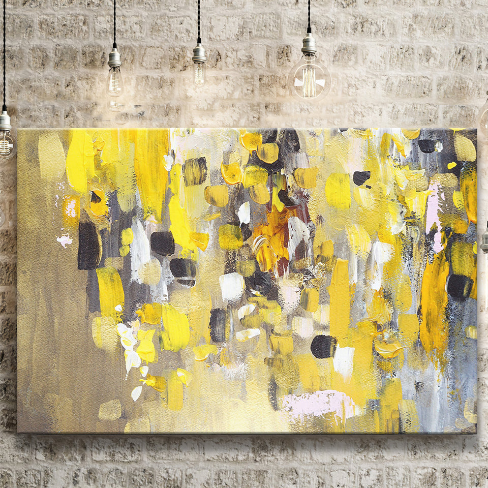 Yellow Brush Strokes Oil Abstract Ar Canvas Prints Wall Art Decor - Paiting Canvas, Art Prints, Wall Decor, For Sale