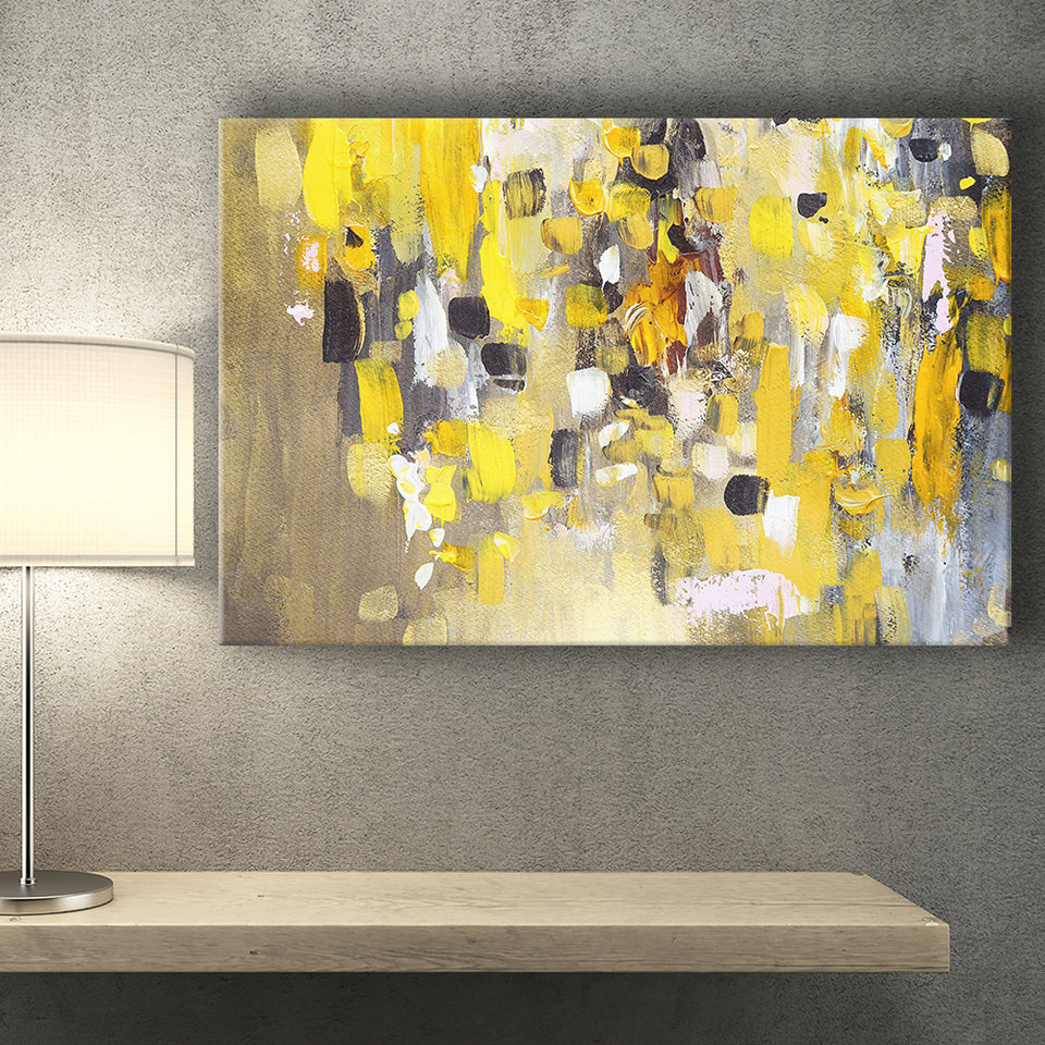 Yellow Brush Strokes Oil Abstract Ar Canvas Prints Wall Art Decor - Paiting Canvas, Art Prints, Wall Decor, For Sale