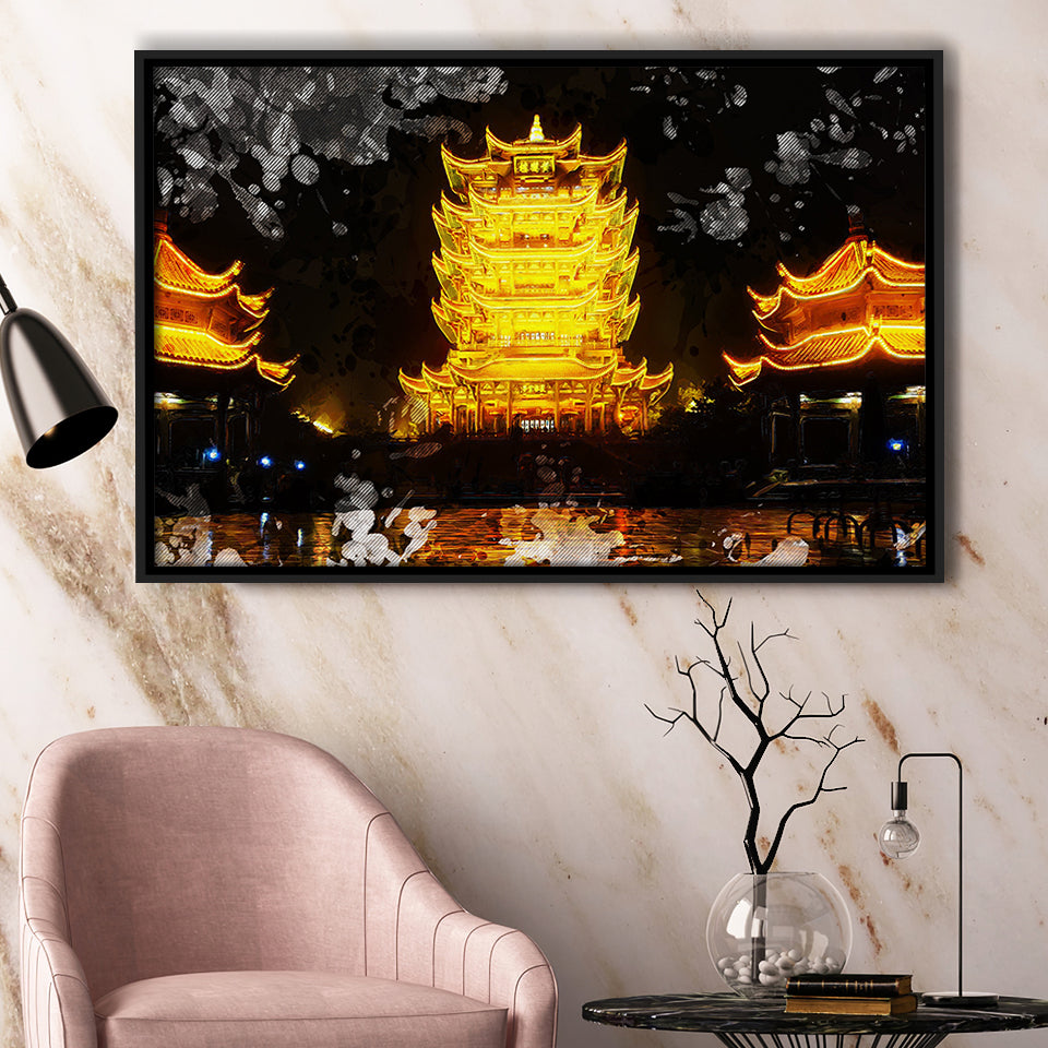 Yellow Crane Tower in Wuhan Framed Canvas Prints Wall Art Decor - Painting Canvas, Framed Picture, Home Decor