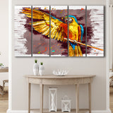 Yellow Macaw 5 Piece B Canvas Prints Wall Art Decor, Multi Panels,Large Canvas, Home Decor