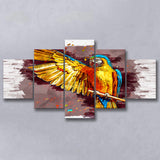 Yellow Macaw 5 Pieces Canvas Prints Wall Art Decor - Painting Canvas, Mixed Canvas, Multi Panels