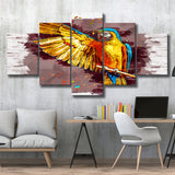 Yellow Macaw 5 Pieces Canvas Prints Wall Art Decor - Painting Canvas, Mixed Canvas, Multi Panels
