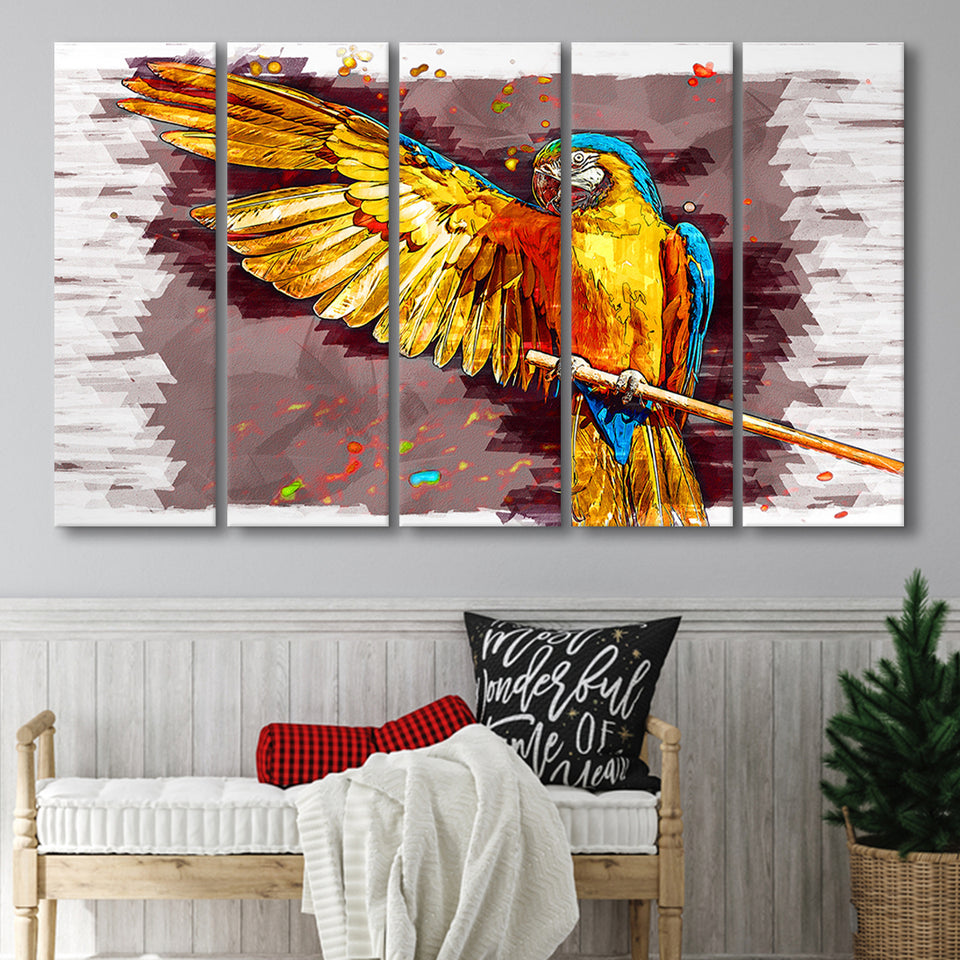 Yellow Macaw 5 Piece B Canvas Prints Wall Art Decor, Multi Panels,Large Canvas, Home Decor