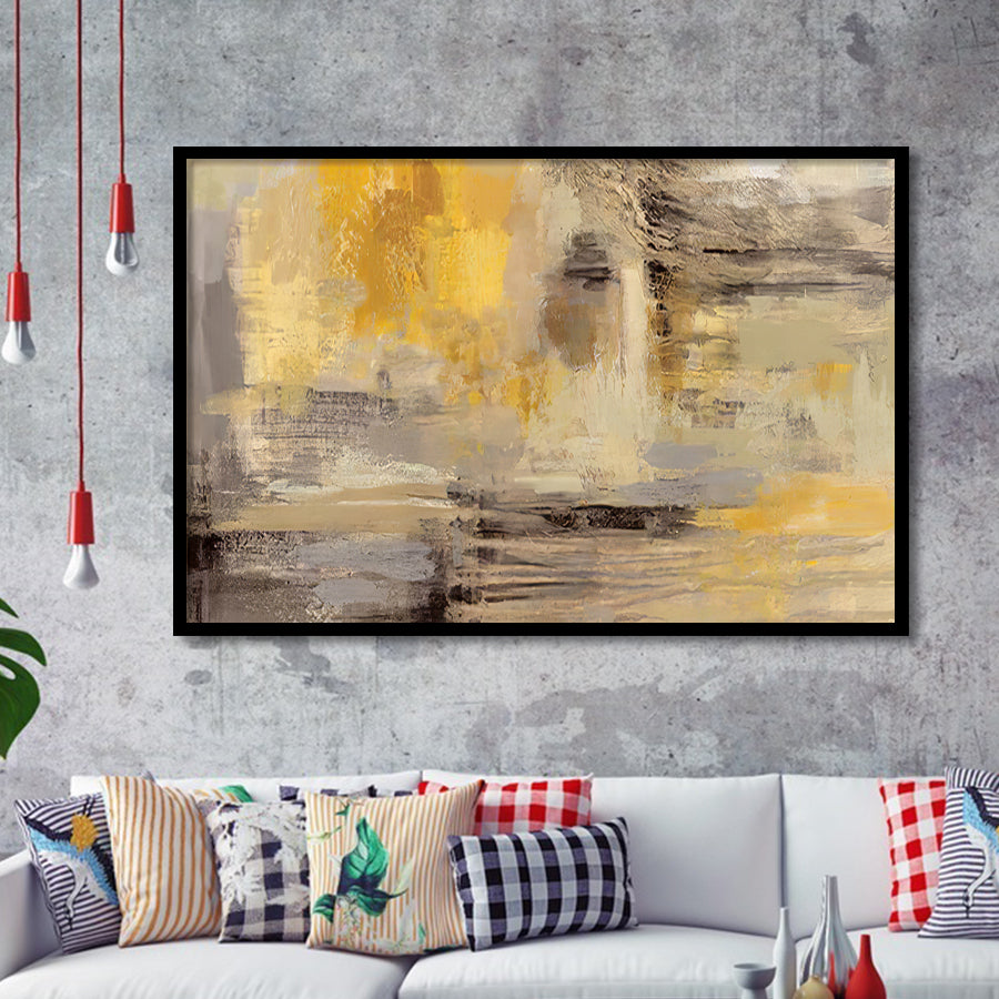 Yellow Gray Abstract Framed Art Prints Wall Decor - Painting Prints, Home Wall Art, For Sale, Framed Pictures