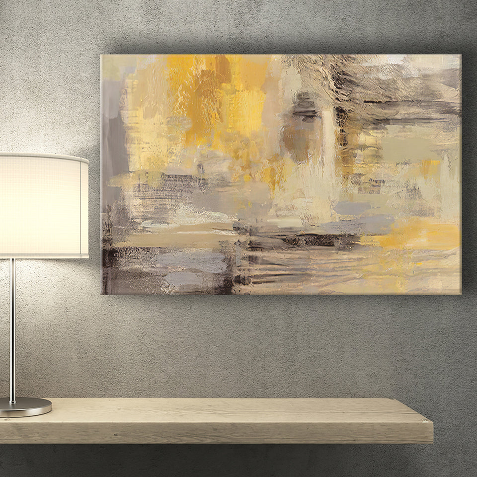 Yellow Gray Abstract Canvas Prints Wall Art - Painting Canvas, Home Wall Decor, For Sale, Painting Prints