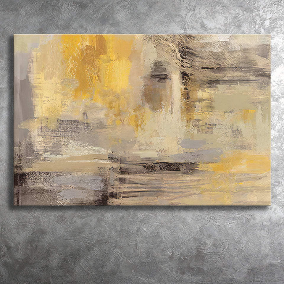 Yellow Gray Abstract Canvas Prints Wall Art - Painting Canvas, Home Wall Decor, For Sale, Painting Prints