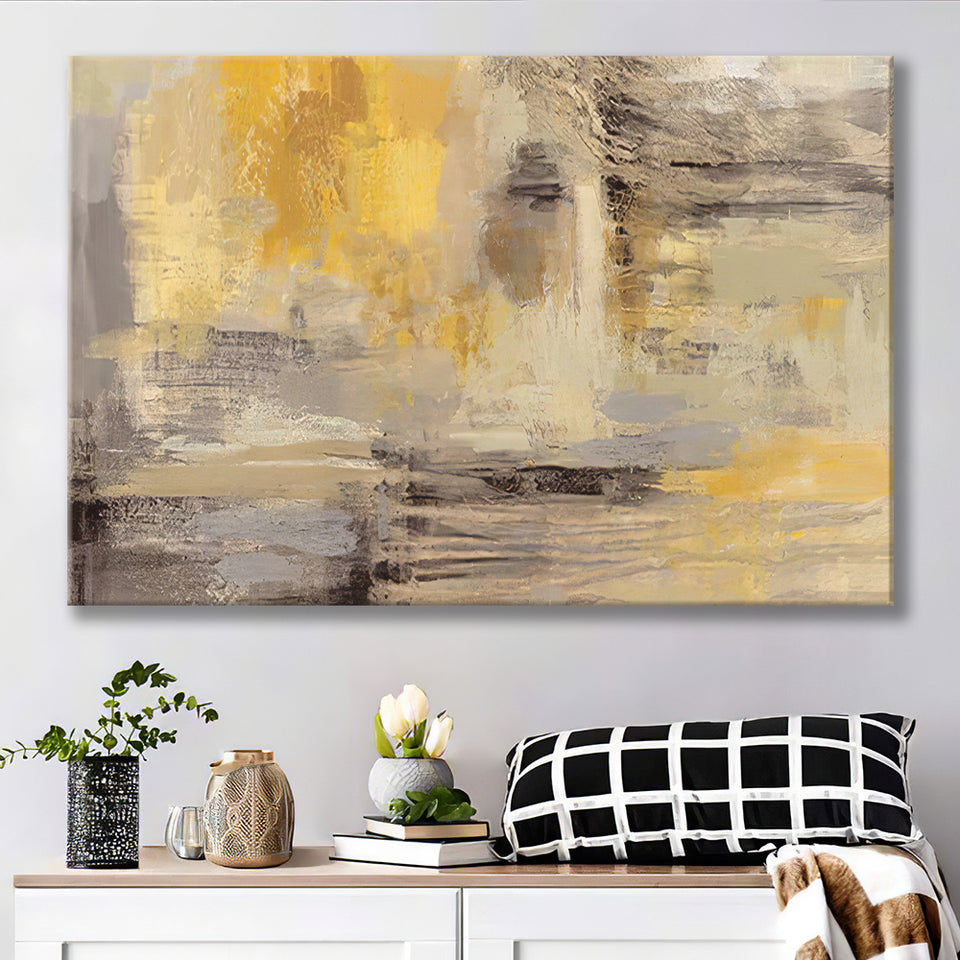 Yellow Gray Abstract Canvas Prints Wall Art - Painting Canvas, Home Wall Decor, For Sale, Painting Prints