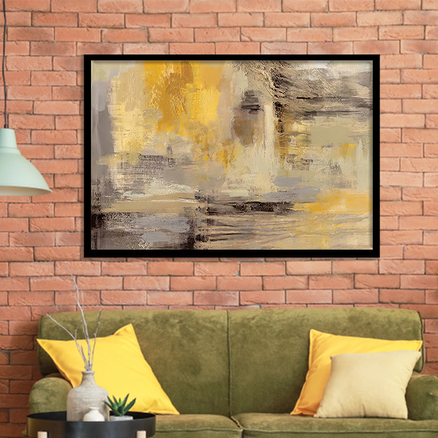Yellow Gray Abstract Framed Art Prints Wall Decor - Painting Prints, Home Wall Art, For Sale, Framed Pictures