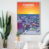 Yonkers NYC Art, Large Canvas, Framed Canvas Print Wall Art Home Decor, Floating Frame