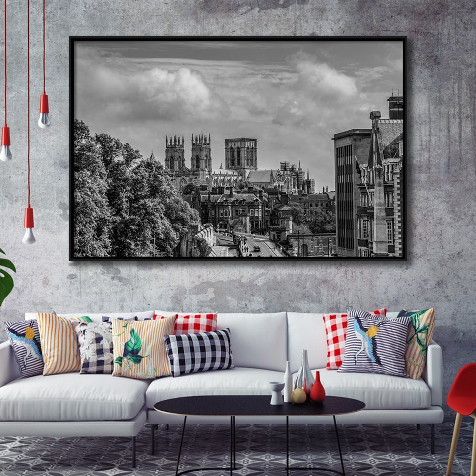 York Minster Cathedral Church of Saint Peter England Framed Canvas Prints Wall Art - Painting Prints, Wall Decor, Floating Frame