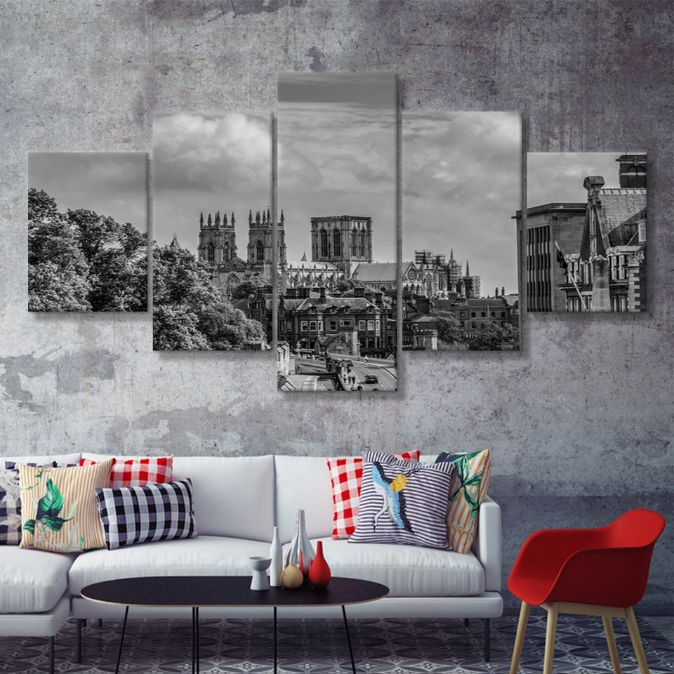 York Minster Cathedral Church of Saint Peter England 5 Piece Canvas Prints Wall Art - Painting Prints, Wall Decor,Multi Panel