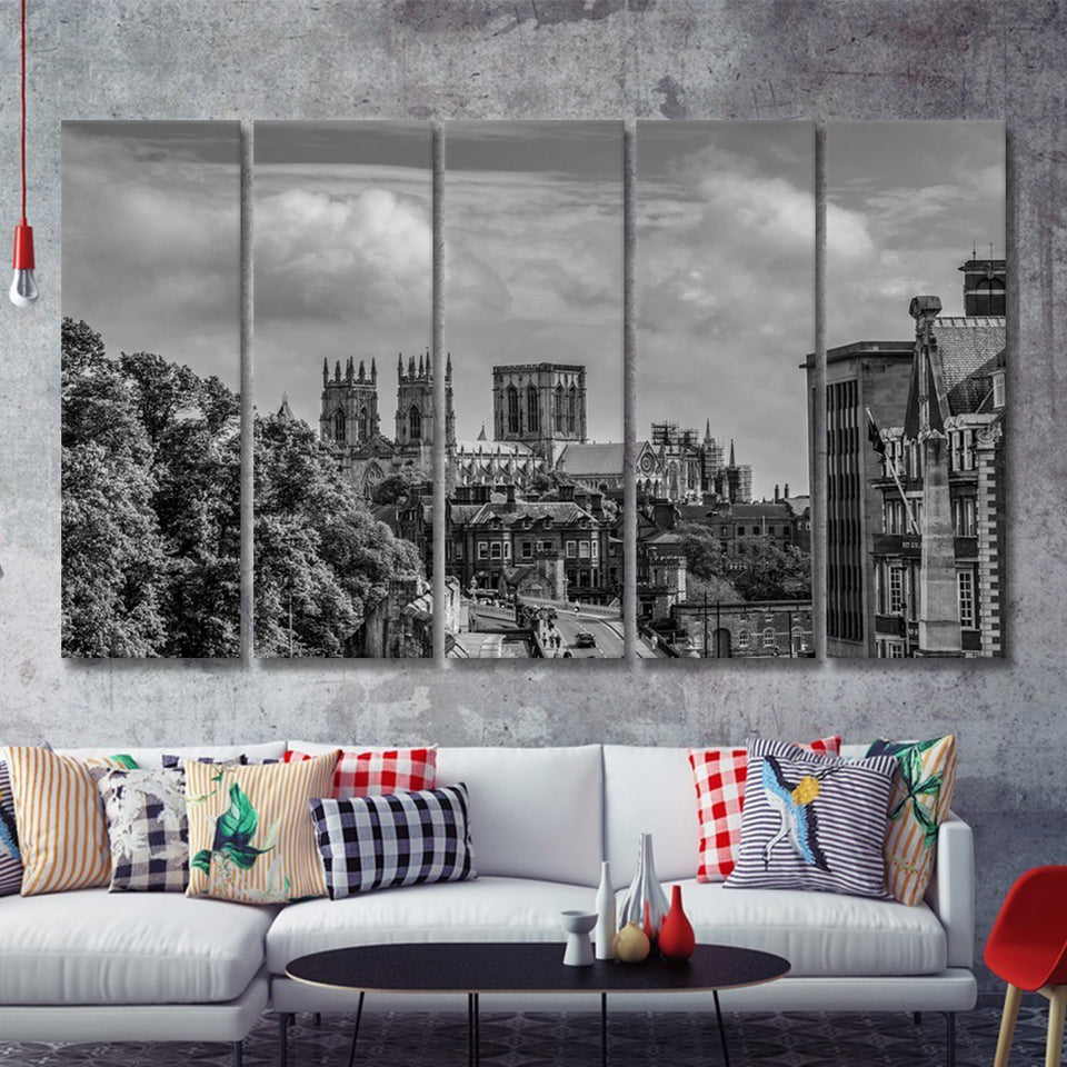 York Minster Cathedral Church of Saint Peter England 5 Piece Canvas Prints Wall Art - Painting Prints, Wall Decor,Multi Panels