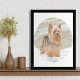 Yorkshire Terrier Retro Art Print, Large Canvas, Framed Canvas Print Wall Art Home Decor, Floating Frame