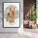 Yorkshire Terrier Retro Art Print, Large Canvas, Framed Canvas Print Wall Art Home Decor, Floating Frame