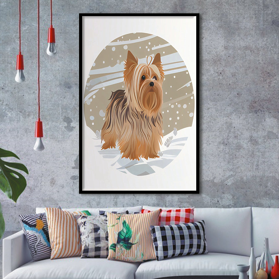 Yorkshire Terrier Retro Art Print, City Art Print, Framed Art Print Wall Art Home Decor, Framed Picture