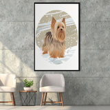 Yorkshire Terrier Retro Art Print, Large Canvas, Framed Canvas Print Wall Art Home Decor, Floating Frame