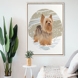 Yorkshire Terrier Retro Art Print, Large Canvas, Framed Canvas Print Wall Art Home Decor, Floating Frame