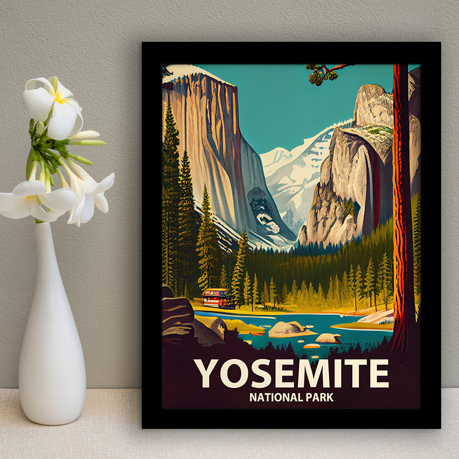 Yosemite National Park Retro Art Print, City Art Print, Framed Art Print Wall Art Home Decor, Framed Picture