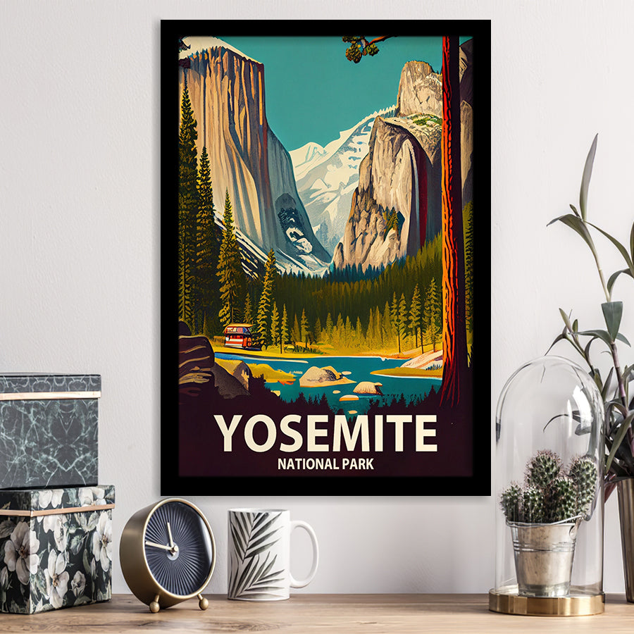 Yosemite National Park Retro Art Print, City Art Print, Framed Art Print Wall Art Home Decor, Framed Picture