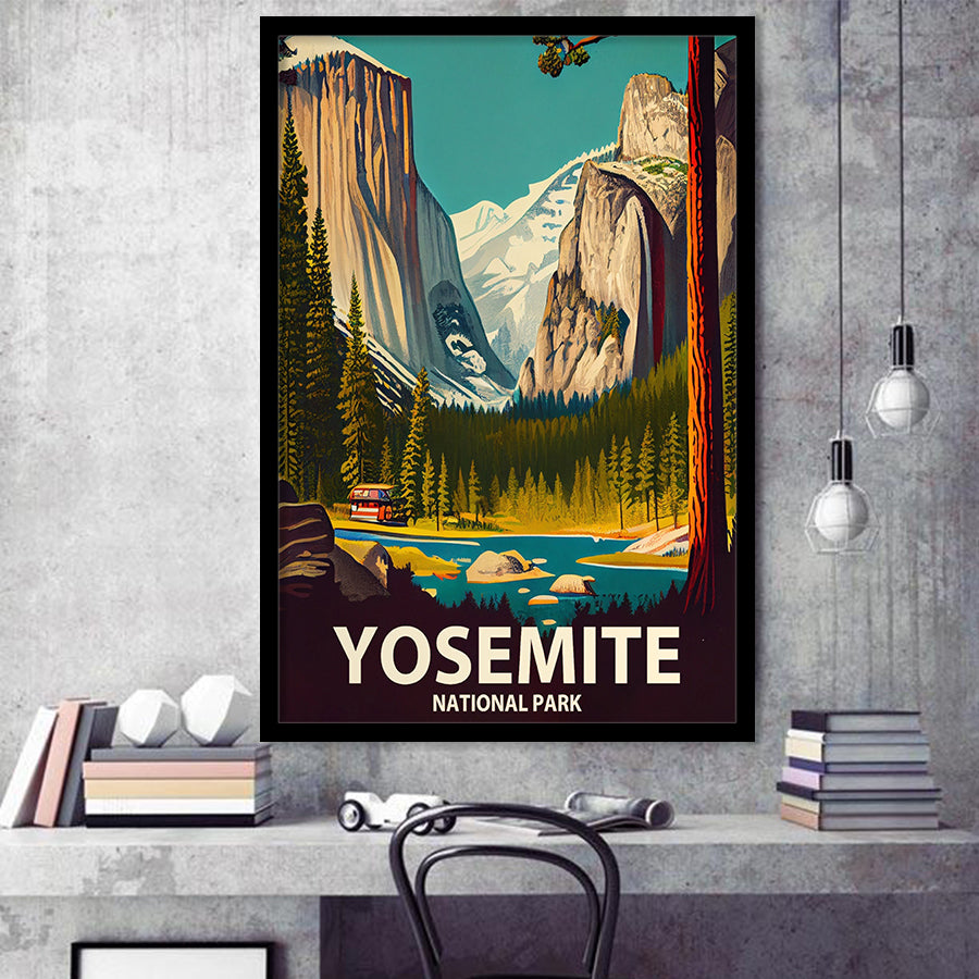 Yosemite National Park Retro Art Print, City Art Print, Framed Art Print Wall Art Home Decor, Framed Picture