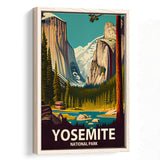 Yosemite National Park Retro Art Print, Large Canvas, Framed Canvas Print Wall Art Home Decor, Floating Frame