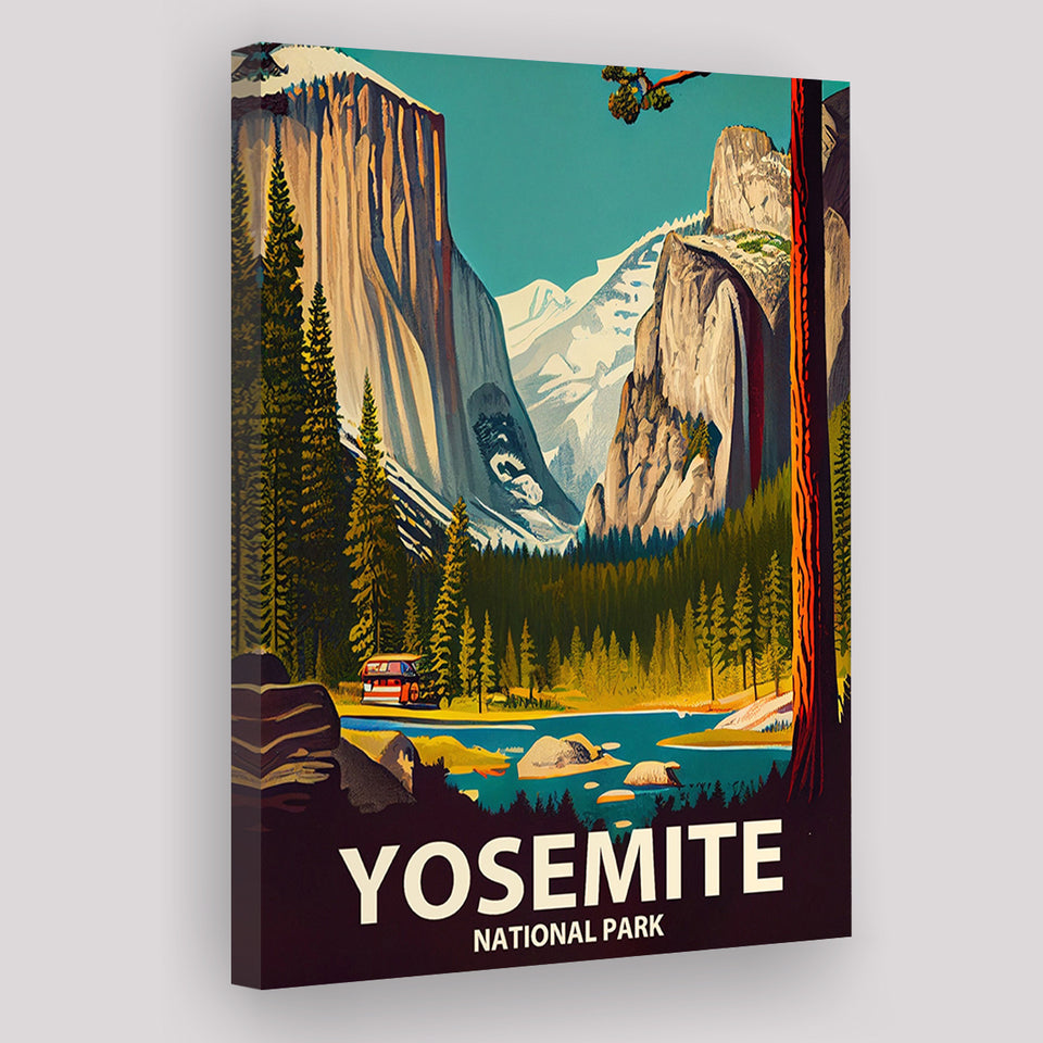 Yosemite National Park Retro Art Print ,City Art Print, Large Canvas, Canvas Print Wall Art Home Decor