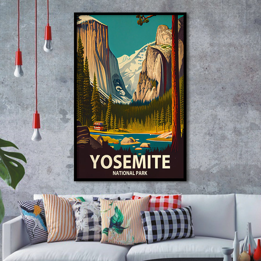 Yosemite National Park Retro Art Print, City Art Print, Framed Art Print Wall Art Home Decor, Framed Picture