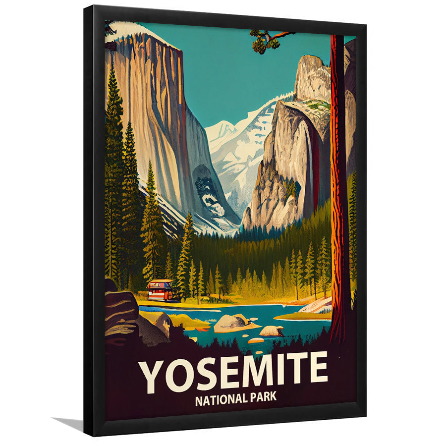 Yosemite National Park Retro Art Print, City Art Print, Framed Art Print Wall Art Home Decor, Framed Picture
