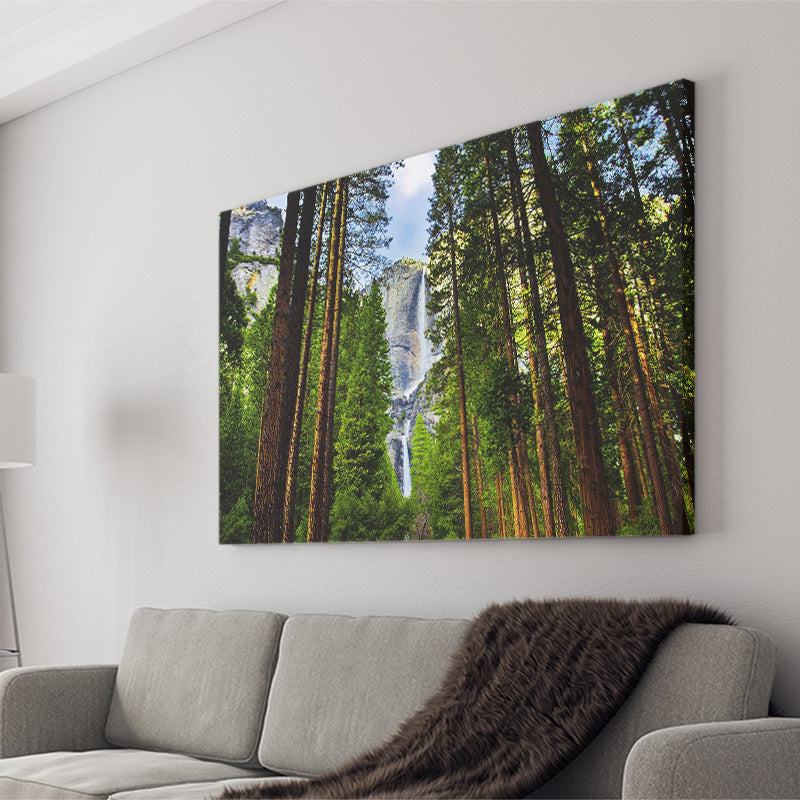 Yosemite Waterfalls behind Sequoias Canvas Prints Wall Art Decor - Paiting Canvas, Art Prints, Wall Decor, For Sale