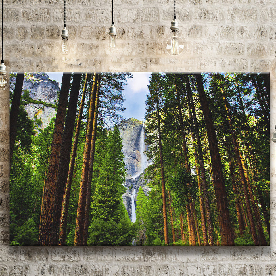 Yosemite Waterfalls behind Sequoias Canvas Prints Wall Art Decor - Paiting Canvas, Art Prints, Wall Decor, For Sale
