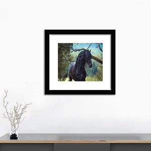 Young Friesian Stallion - Art Prints, Framed Prints, Wall Art Prints, Frame Art