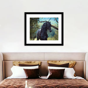 Young Friesian Stallion - Art Prints, Framed Prints, Wall Art Prints, Frame Art