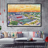 Youngstown State Penguins Stambaugh Stadium Watercolor, Sport Art Prints Fan Gift, Framed Canvas Prints Wall Art Decor