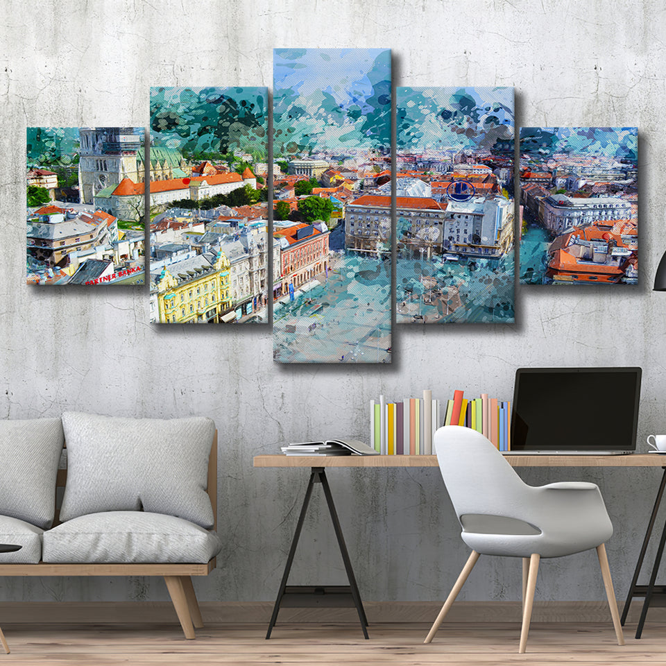 Zagreb 5 Pieces Canvas Prints Wall Art Decor - Painting Canvas, Mixed Canvas, Multi Panels