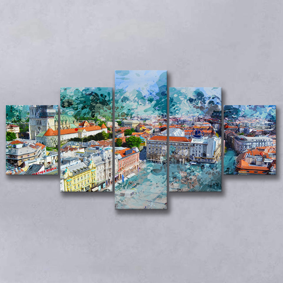 Zagreb 5 Pieces Canvas Prints Wall Art Decor - Painting Canvas, Mixed Canvas, Multi Panels