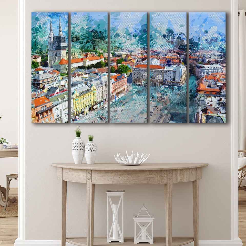 Zagreb 5 Piece B Canvas Prints Wall Art Decor, Multi Panels,Large Canvas, Home Decor