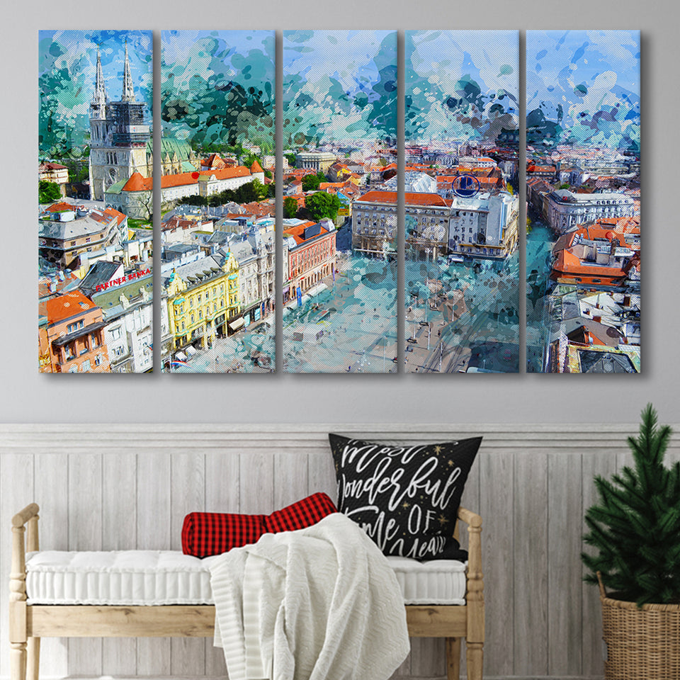 Zagreb 5 Piece B Canvas Prints Wall Art Decor, Multi Panels,Large Canvas, Home Decor