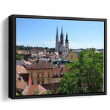 Zagreb Skyline, Zagreb Framed Canvas Prints Wall Art Decor, Black Floating Frame