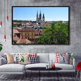 Zagreb Skyline, Zagreb Framed Canvas Prints Wall Art Decor, Black Floating Frame