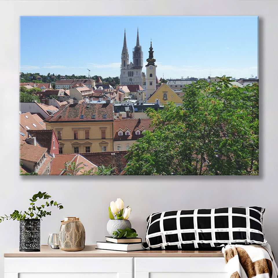 Zagreb Skyline, Zagreb Canvas Prints Wall Art Home Decor - Painting Canvas, Ready to hang