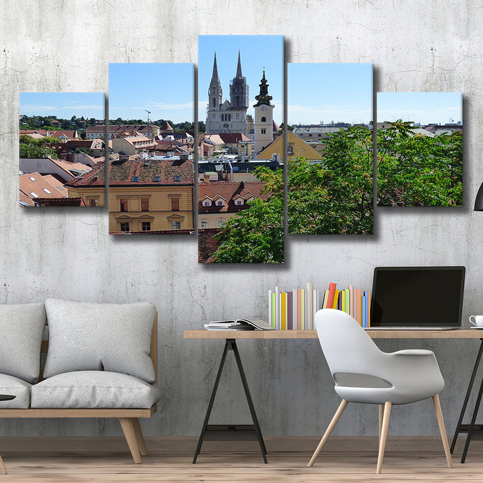 Zagreb Skyline, Zagreb Multi Panels,Canvas Prints Wall Art Home Decor