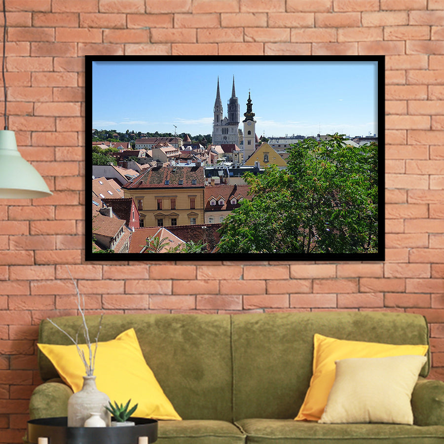 Zagreb Skyline, Zagreb Framed Art Prints Wall Art Decor,Black Frame, R