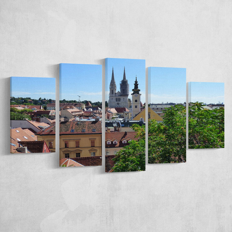 Zagreb Skyline, Zagreb Multi Panels,Canvas Prints Wall Art Home Decor